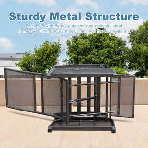 English Elm Adjustable Patio Recliner Chair with Flip Side Table, Ergonomic Cushions, Heavy-Duty Steel, 350lb Support Blue W1859P196390
