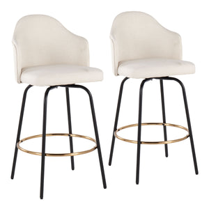 English Elm Ahoy Contemporary Counter Stool Set Of 2 With Black Metal Legs And Gold Footrest For Modern Spaces B202S00148