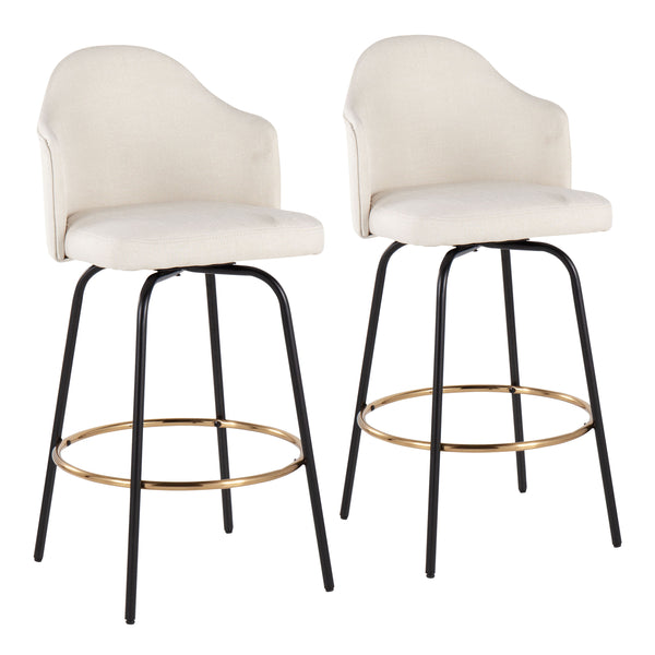 English Elm Ahoy Contemporary Counter Stool Set Of 2 With Black Metal Legs And Gold Footrest For Modern Spaces B202S00148