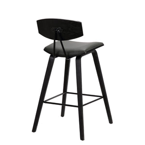 English Elm Vionne 28.5" Bar Height Gray Faux Leather Stool with Black Wood Legs, Mid-Century Stable Comfort B2736P268564