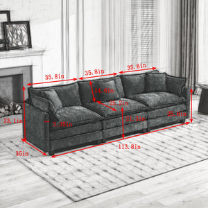 English Elm Cloud 3-Seat Modern Sectional Sofa In Soft Green Chenille - Comfy, Modular & Ergonomic Design For All Spaces W1143S00016