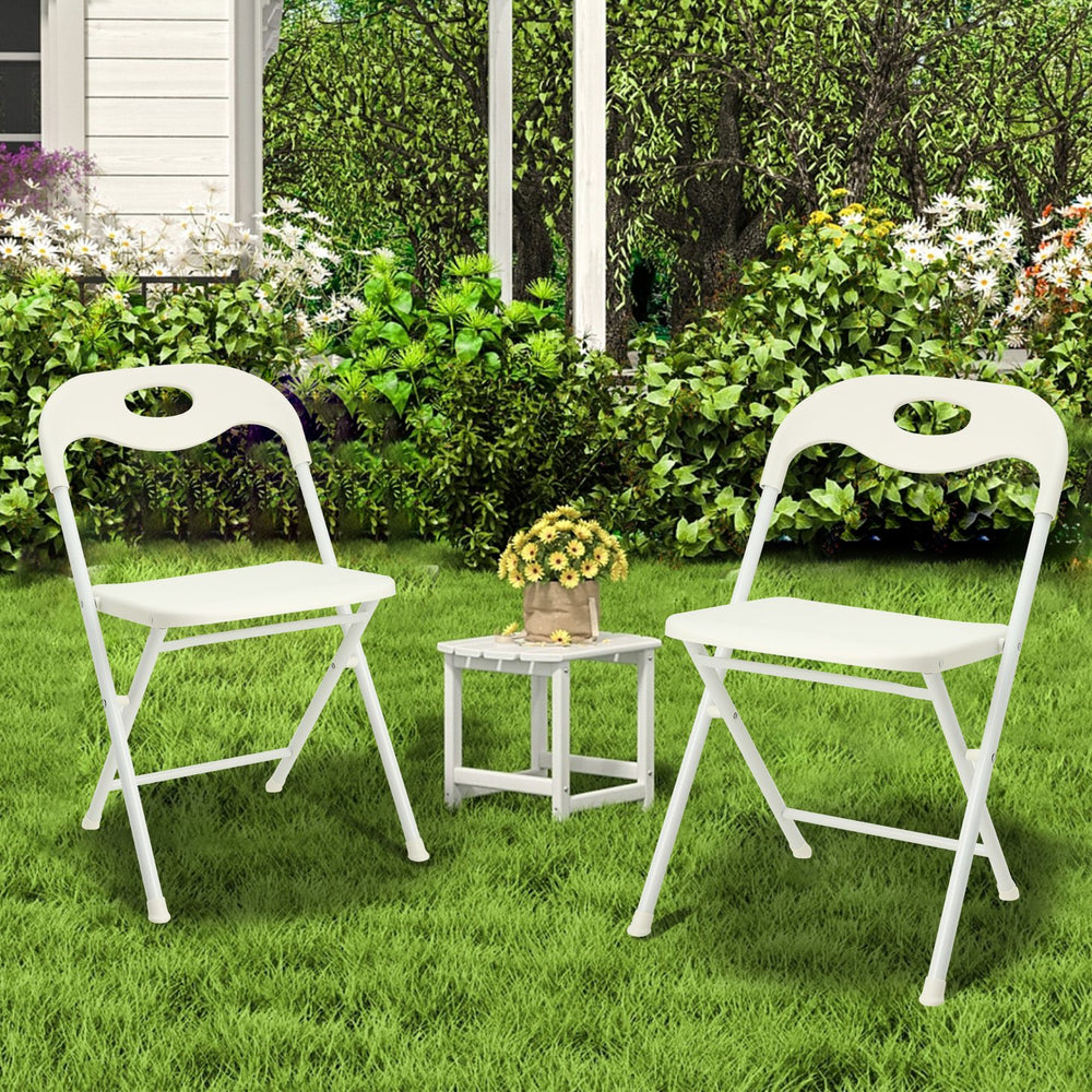 English Elm 4-pack Powder-coated Steel Folding Chairs Faux Leather Seat Stackable Indoor Outdoor W2071P368564