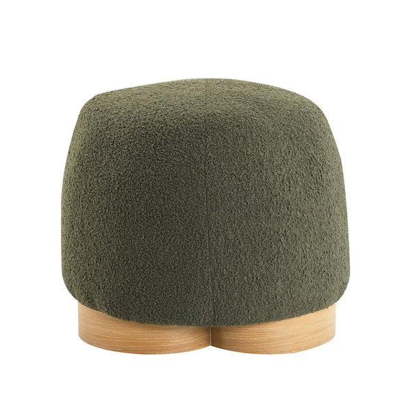 English Elm Fully Assembled Round Teddy Fabric Ottoman Plush Foam Seat Bedroom Entryway Accent Olive Green W2671P386674