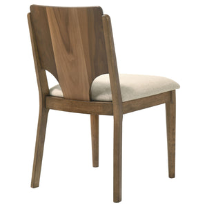 English Elm Graham Walnut Wood Dining Chairs with Beige Seat Cushions Modern Set of Two B062P441071