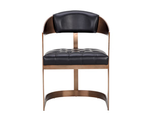 Sunpan Beaumont Ultra Contemporary Dining Armchair with T-Shaped Back and Stylish Tapered Arms Design Antique Brass / Cantina Black