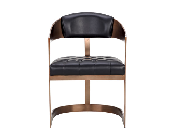 Sunpan Beaumont Ultra Contemporary Dining Armchair with T-Shaped Back and Stylish Tapered Arms Design Antique Brass / Cantina Black