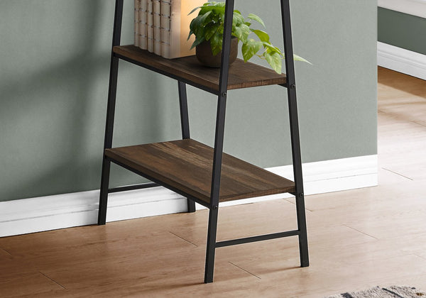 English Elm Computer Desk with Industrial Sawhorse Legs and 4 Open Shelves, 48" Reclaimed Wood-Look Workspace Brown 51 L x 26 W x 5 H B2710P219814