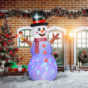 English Elm Outsunny 7.9' Inflatable Snowman With Colorful Led Lights – Perfect Holiday Lawn Decoration & Party Focal Point W2225P249942-GIGA