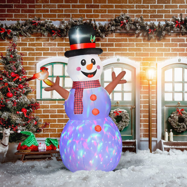 English Elm Outsunny 7.9' Inflatable Snowman With Colorful Led Lights – Perfect Holiday Lawn Decoration & Party Focal Point W2225P249942-GIGA