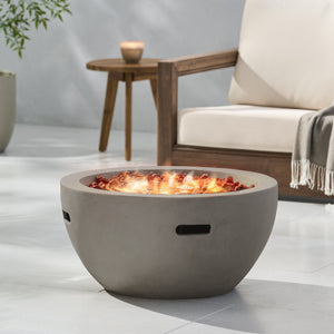 English Elm 27" Mgo Bowl Fire Pit 40000 Btu Propane Concrete Finish Outdoor Patio Focal Point N772P401888G