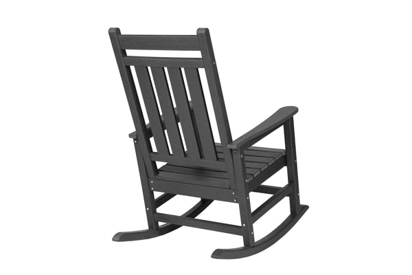 English Elm Oversized Rocking Chair with Wood-Texture Patio Rocker for Adults Ergonomic Weatherproof Seat for Porch Gray W2103P278560