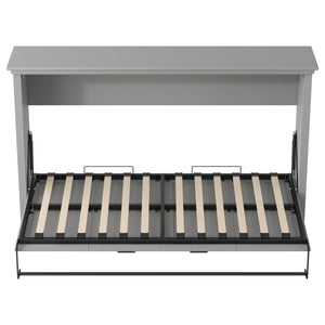 English Elm Twin Murphy Bed Cabinet Foldaway Gray — Space-Saving Twin Wall Bed with Integrated Legs, 1000lb Capacity GX002043AAE