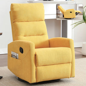 English Elm Manual Rocker Swivel Recliner Upholstered Fabric Chair for Cozy Living Spaces W3224P289295