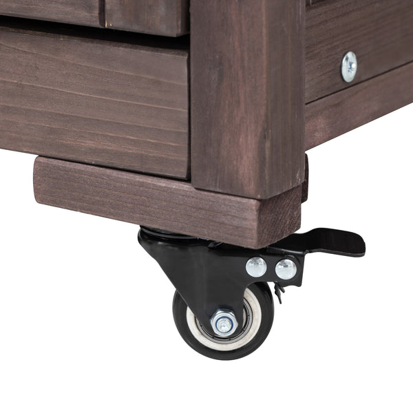 English Elm K&K 66.5" Outdoor Kitchen Island with 1.2" Stainless Steel Top, Ample Storage, Wheels & Bottle Opener Brown N707P250629Z
