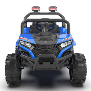 English Elm 12v Kids Electric Utv with 4-wheel Suspension Anti-collision Bar and 2-hour Battery Blue W1578P343327