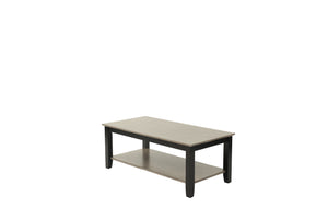 English Elm Gray Modern Two-Tone 47" Coffee Table with Walnut Veneer Top, Solid Rubberwood Legs & Shelf Storage B011P396179
