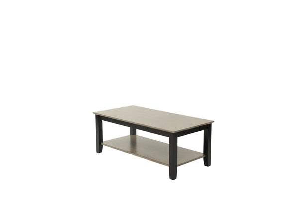 English Elm Gray Modern Two-Tone 47" Coffee Table with Walnut Veneer Top, Solid Rubberwood Legs & Shelf Storage B011P396179