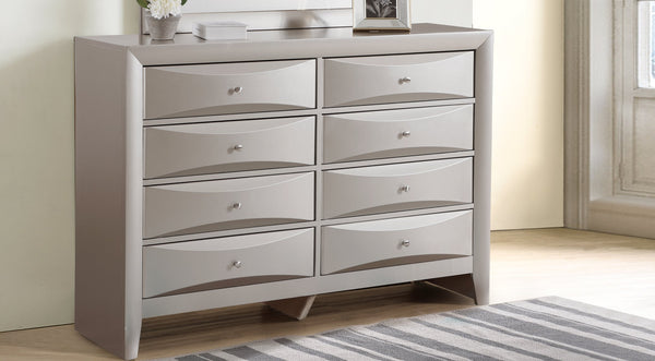 English Elm Marilla Modern G1503-D Dresser with Beveled Molded Resin Fronts, Dovetailed Drawers, Fully Assembled Champagne 43 L x 61 W x 19 H B078108035
