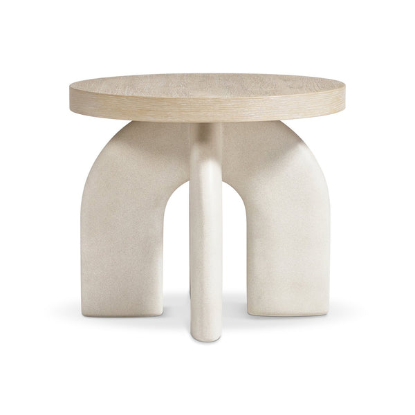Bernhardt Bernhardt Antibes Sculptural Side Table With Rustic Oak Top & Textured Pumice Concrete Base, 22" H 350113