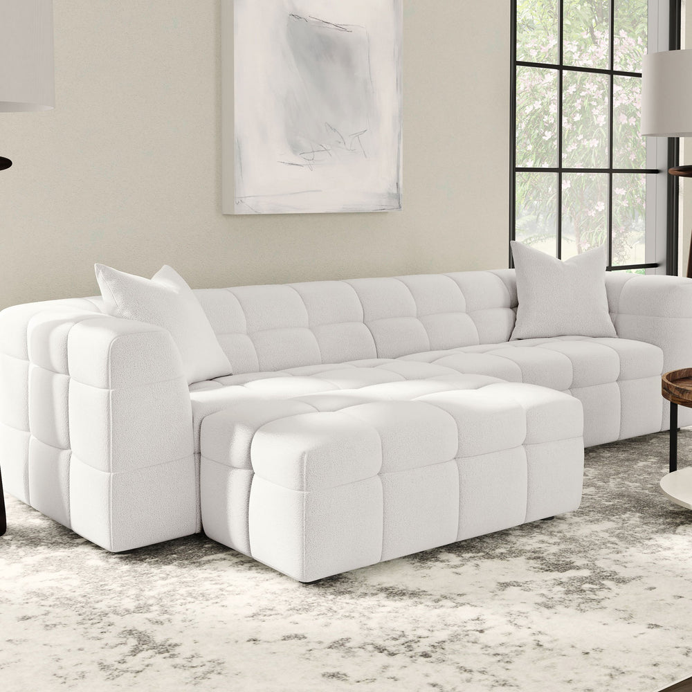 English Elm Sooke Boucle Fabric Rectangular Ottoman Versatile Footrest or Extra Seat for Living Rooms B062P441149