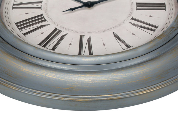 English Elm Clocks, 30" Round Antique Blue Wall Clock With Gold Accents - Elegant Modern Design For Any Space B2710P287071