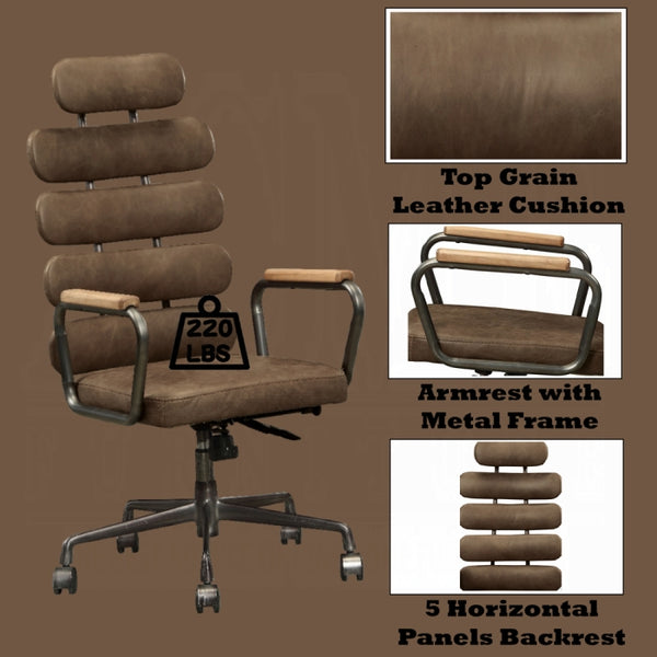 English Elm Calan High Back Executive Office Chair in Top Grain Leather with Mid Century Appeal B2726P419109