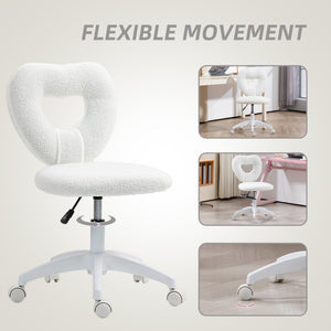 English Elm Office Task Chair with Heart Shaped Back Teddy Fleece Seat for Bedroom Vanity T3971P408780