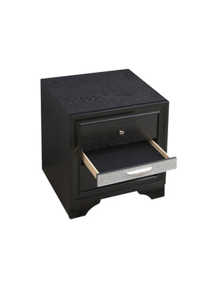 English Elm Madrid three-drawer nightstand with felt-lined top drawer, durable laminate wood grain finish and solid trim Black 29 L x 29 W x 19 H B078P286062