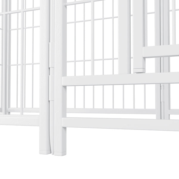 English Elm Dog Playpen 8 Panel Heavy Duty Iron Pet Fence Foldable Indoor Outdoor Exercise Pen White W368P234001