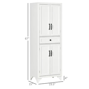 English Elm Homcom 67" Tall Freestanding Kitchen Pantry Cabinet With Adjustable Shelves & Drawer For Organized Storage W2225P229569
