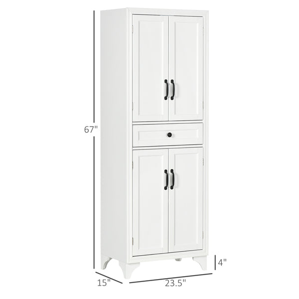 English Elm Homcom 67" Tall Freestanding Kitchen Pantry Cabinet With Adjustable Shelves & Drawer For Organized Storage W2225P229569