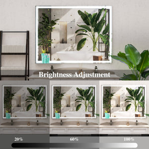 English Elm 48x36 LED Bathroom Vanity Mirror Silver Frame with Hidden Strip, Anti-Fog Touch Controls, Dimmable Memory W708P176761