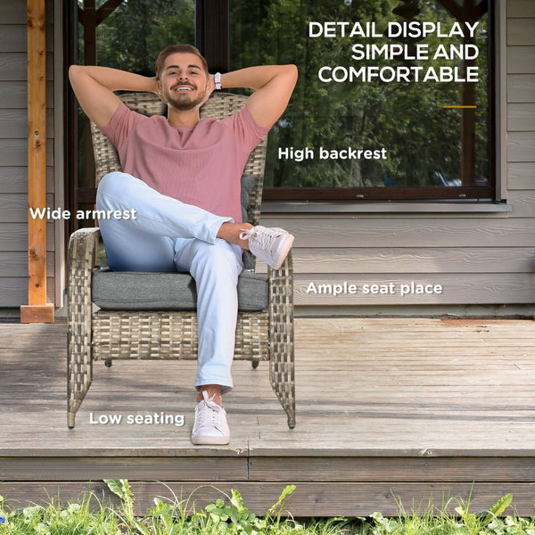 English Elm Outsunny Patio Wicker Adirondack Chair - Cozy All-Weather Rattan Chair With Plush Cushions & Style W2225P175516-GIGA