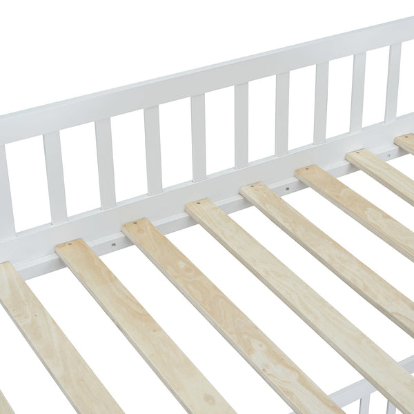 English Elm Twin-over-twin Bunk Bed Convertible Lower Desk Solid Pine Kids Bedroom Space Saver LT000681AAH-1