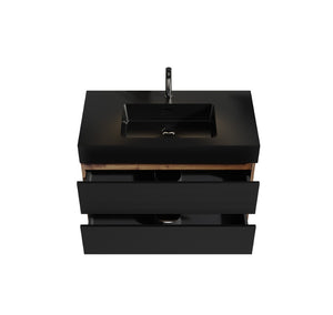 English Elm Grace 36" Walnut Bathroom Vanity With Matte Black Sink & Soft-Closing Drawers For Modern Elegance W1865S00087-GIGA