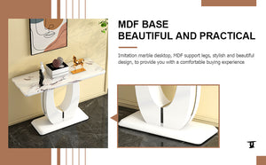 English Elm Modern Glossy White Rectangular Counter Bar Table 47.24"x18.11"x29.52" — Durable MDF, Easy Assembly, Multiuse Decor W1151S00487