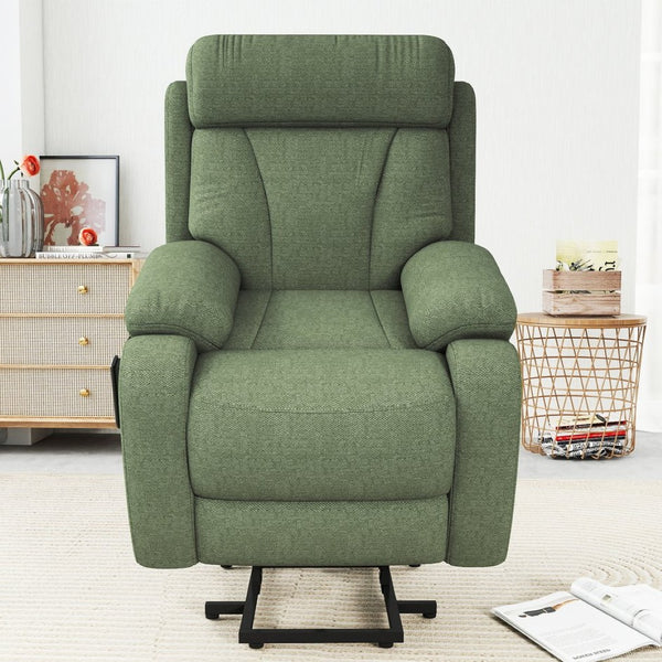 English Elm Power Lift Recliner For Seniors - Elegant Electric Chair With Remote Control & Side Pocket, Dark Green Velvet W1028S00056-GIGA