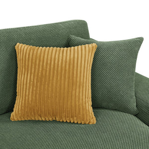 English Elm Coffee-bean Curved Upholstered Sectional Sofa with Plush Seating and Built-in Side Pocket Dark Green B2748S00129