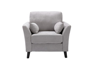 English Elm Damiano Woven Fabric Accent Chair with Solid Wood Legs and Two Included Pillows B2749S00149