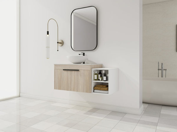 English Elm 42" Modern Floating Bathroom Vanity With Ceramic Sink, Soft-Close Doors & Stylish Storage Solutions P2 W999S00293-GIGA