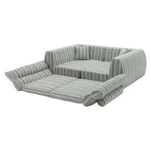 English Elm Chenille Stripe Velvet Sofa Three Seat Minimalist Upholstered Couch for Living Room Sage Green,White+Green W5532S00015