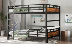 English Elm Full Xl Metal Bunk Bed - Versatile Loft & Platform Configuration With Vintage Wood Accents & Safety W1580S00228