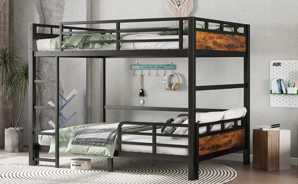 English Elm Full Xl Metal Bunk Bed - Versatile Loft & Platform Configuration With Vintage Wood Accents & Safety W1580S00228