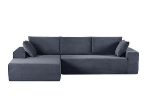 English Elm Cozyform Convertible Sectional Sofa In Dark Gray Corduroy, No Assembly Modern Couch For Any Space B2735P359711