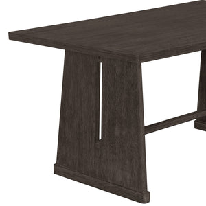 English Elm Trexm Six Piece Farmhouse Dining Set Wire Brushed Oak Veneer Table Linen Chairs Bench Espresso ST000155AAP