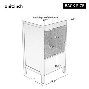 English Elm 20" Bathroom Vanity with Sink and Ceramic Top, Modern Freestanding Cabinet with Drawer & Shelf Storage, Adjustable Feet for Stability and 200lb Capacity White N725P192821K