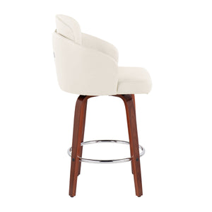 English Elm Fixed-height Swivel Counter Stools with Faux Leather Seats and Chrome Footrest Set of 2 B202S01813