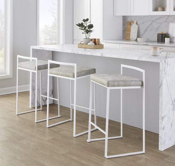 English Elm Stackable Counter Stools Bamboo Seat Matte Black Steel Frame Kitchen Island Set of 2 B202P471211