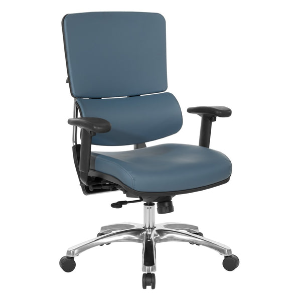 OSP Home Furnishings Dillon Ergonomic Managers Chair with Antimicrobial Upholstery and Lumbar Support Blue 99662CDB-R105