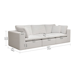 English Elm 108.3*39.4"modular Sectional Sofa Plush Corduroy Three Piece Reversible Chaise Living Room White W3819S00084